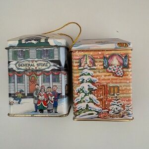 Lillian Vernon 1988 Metal Tea Tins Hong Kong Set Lot Of 2